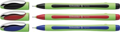 Fineliner Schneider Xpress, Strichstärke 0,8 mm, dokumentenecht, ergonomisch geformt, Kunststoff & Edelstahl, farbsortiertes 3er-Set in Etui