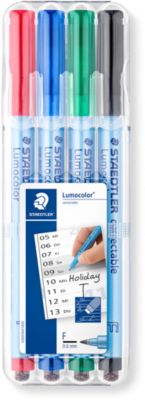Folienstifte Staedtler Lumocolor® correctable, Linienbreite F, trocken abwischbar, 4 Stück
