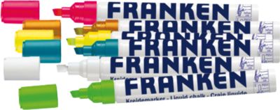 Franken Kreidemarker Set ZKM97, 6 farblich sortiert, Keilspitze, Strichstärke 2 - 5 mm