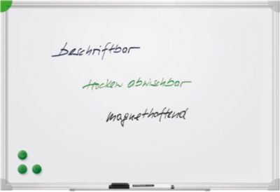 Franken Whiteboard U-Act!Line®, Hoch- & Querformat, emailliert, magnethaftend, recycelbar, mit Ablageschale, B 900 x H 600 mm