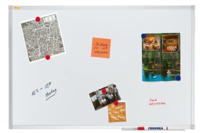 Franken Whiteboard X-tra!Line, Wandmontage im Hoch- & Querformat, Stahl weiß lackiert & Aluminiumrahmen, magnethaftend, Ablageschale, B 600 x H 450 mm
