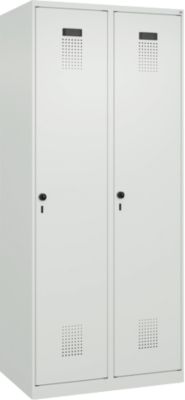 Garderobekast C+P Evolo Plus, 2 vakken, rechts scharnierend, veiligheidsdraaigrendel, B 800 x D 500 x H 1850 mm, lichtgrijs/lichtgrijs