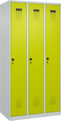 Garderobekast C+P Evolo Plus, 3 vakken, rechts scharnierend, veiligheidsdraaigrendel, B 900 x D 500 x H 1850 mm, lichtgrijs/kleedgroen