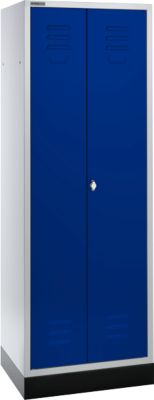 Garderobenschrank - B 630 x T 500 x H 1800 mm - 2 Drehtüren - mit Drehstangenschloss - hellgrau/gentianblau - unsere Marke Schäfer Shop Select