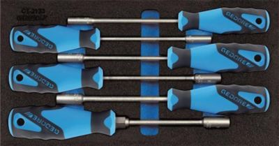 Gedore Werkzeugeinlage 1500 CT1-2133, 1/3 Modul, inkl. Steckschlüsselsortiment, 6-tlg., B 157,5 x T 310 x H 35 mm, Schaumstoff, schwarz/blau