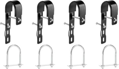 Geländer Set für Balkonkraftwerk HEPA Solar Premium 800, 4 Haken & 4 C-Schellen inkl. Bolzen, Stahl, schwarz