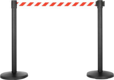 Gurtabsperrpfosten, 2er-Set, schwarz, Gurt rot/weiß