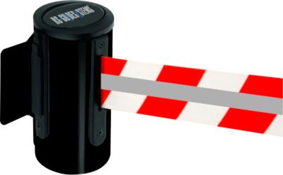 Gurtband RS-GUIDESYSTEMS GLW25J, Wandmontage, inkl. Reflexionsstreifen, L 2300-3500 mm, Gehäuse B 100 x T 75 x H 120 mm, rot/weiß