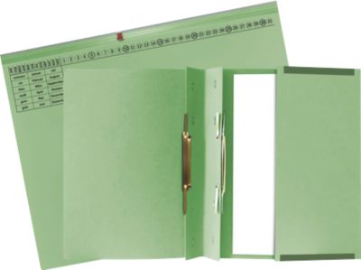 Hängehefter Exacompta, für 2 x Linksheftung, gefalzt, Dehnfalte, Organisationsdruck, Blauer Engel, Recycling-Karton, grün, 25 Stück