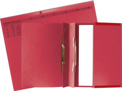 Hängehefter Exacompta, für 2 x Linksheftung, gefalzt, Dehnfalte, Organisationsdruck, Blauer Engel, Recycling-Karton, rot, 25 Stück