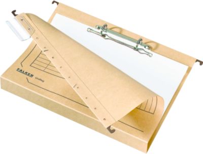 Hängesammler Falken UniReg, Format A4, für ca. 400 Blatt, 2-Ringmechanik, 40 mm Kartonboden, Blauer Engel, Recycling-Karton, hellbraun, 8 Stück