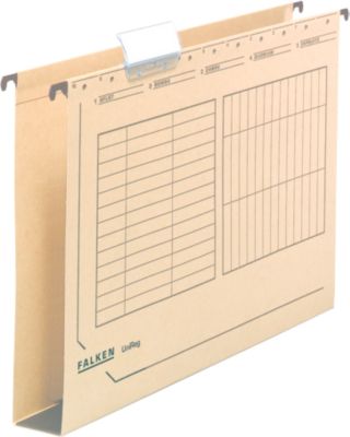 Hängesammler Falken UniReg, Format A4, für ca. 400 Blatt, 40 mm Kartonboden, Blauer Engel, Recycling-Karton, hellbraun, 25 Stück