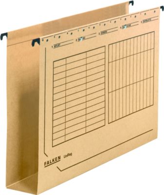 Hängesammler Falken UniReg, Format A4, für ca. 600 Blatt, 60 mm Kartonboden, Blauer Engel, Recycling-Karton, hellbraun, 25 Stück