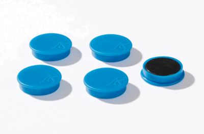 Haftmagnete, Ø 30 mm, Haftkraft ca. 700 g, 5 Stück, blau