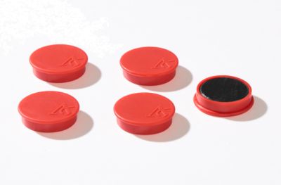 Haftmagnete, Ø 30 mm, Haftkraft ca. 700 g, 5 Stück, rot
