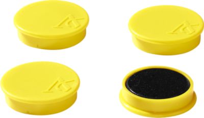 Haftmagnete, Ø 40 mm, Haftkraft ca. 1200 g, 4 Stück, gelb