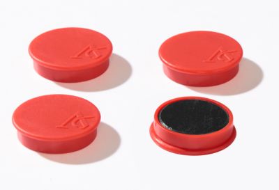 Haftmagnete, Ø 40 mm, Haftkraft ca. 1200 g, 4 Stück, rot