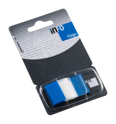 Haftnotizen INFO FLAGS, Z-Faltung, beschreibbar, selbstklebend, ablösbar, lösungsmittelfrei, 50 Blatt mit Spender, B 43 x H 25 mm, blau-transparent