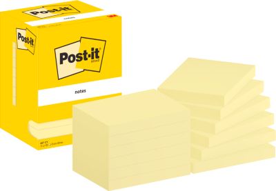 Haftnotizen Post-It 657, 12 Blöcke, 100 Blatt je Block, 76 x 102 mm, PEFC-zertifiziert, gelb