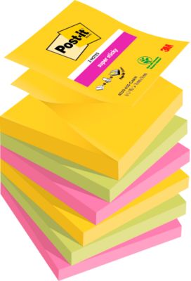 Haftnotizen Super Sticky Z-Notes Carnival R330-6SS-CARN, 76 x 76 mm, farbig, 6 Blöcke á 90 Blatt