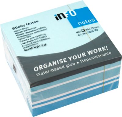 Haftnotizwürfel, L 75 x B 75 mm, 400 Blatt, Farbmix: Pastellblau