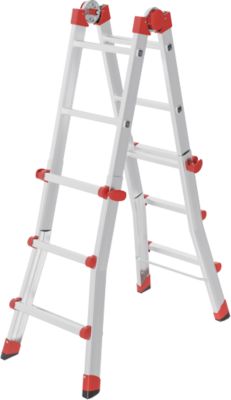 HAILO M80 Multifunktionsleiter 4x3 Sprossen aus Aluminium, als Steh- und Anlegeleiter nutzbar, Arbeitshöhe bis 3,71 m