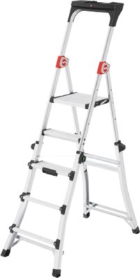 HAILO TL100 Alu-Teleskopleiter Topline, 3 - 5 Stufen, bis 309 cm, rutschfest, mit Ablageschale, bis 150 kg