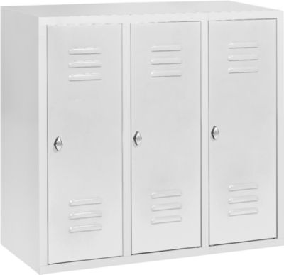 Halbhoher Kleiderspind, 3 Abteile, 300 mm, Drehriegelverschluss, lichtgrau/lichtgrau