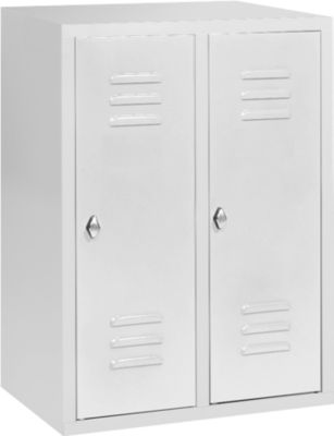 Halfhoge kledinglocker, 2 compartimenten, 300 mm, draaigrendelslot, lichtgrijs/lichtgrijs