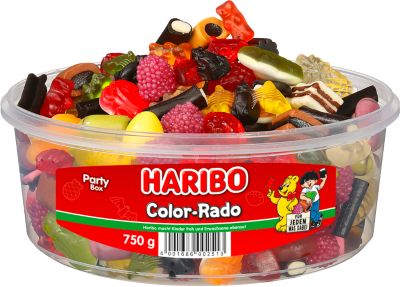 Haribo Color-Rado Party Box, Inhalt 750 g, in Dose