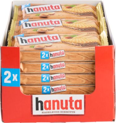 Haselnussschnitte Ferrero Hanuta, Waffel mit Haselnusscrème, 2er Flossenpackung mit 18 x 44 g