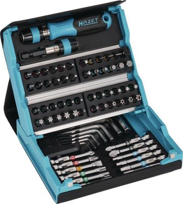 HAZET Bitsortiment SmartCase 2200SC-1, 69-teilig, Schlitz/PH/PZD/6Kt, farbcodiert, 1/4" Antrieb