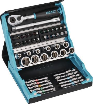 HAZET Steckschlüssel- und Bitsortiment, 50-teilig, 6Kt./Schlitz/PH/PZ/TX, farbcodiert, 1/4" Antrieb, SmartCase