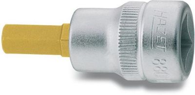 HAZET Steckschlüsseleinsatz 8801K, 3/8 Zoll, 6-kant SW 3 mm, L 43,5 mm, TIN-beschichtet, Sonderstahl, DIN 7422