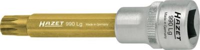 HAZET Steckschlüsseleinsatz 990-10, Innen-Vielzahn M10, 1/2 Zoll, L 53 mm, TiN-beschichtet, Spezialstahl