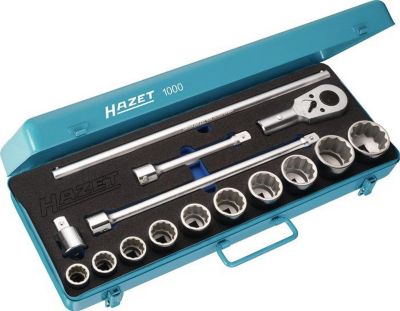 HAZET Steckschlüsselsatz 1000, 15-tlg., 3/4 Zoll Antrieb, 12-kant, SW 22-50 mm, Stahlblechkassette