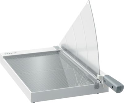 Hebelschneider Leitz Precision Office A4+, bis A4, bis 15 Blatt, beleuchtete Schneidkante, Ableselineal, Klingenschutz, Edelstahl und Glas