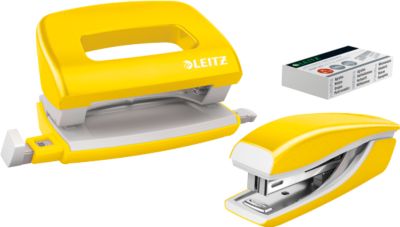 Heftgerät + Locher WOW 5561 SET, gelb
