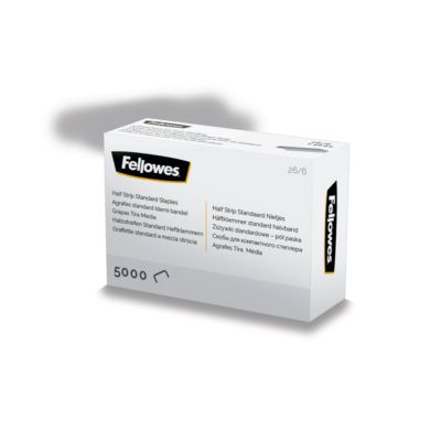 Heftklammern Fellowes® Typ 26/6, Halbstreifen, gemeißelte Spitze, B 12,7 x T 107 x H 6 mm, silber, 5040 Stück