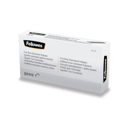 Heftklammern Fellowes® Typ 26/6, Vollstreifen, gemeißelte Spitze, B 12,7 x T 107 x H 6 mm, silber, 5040 Stück