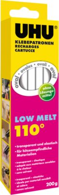 Heißklebepistole Patronen UHU LT 110 Low Melt, 200 g, ovale Form, für nahezu alle Materialien