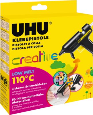 Heißklebepistole UHU Creative LOW MELT 110°C, inkl. 4 Klebepatronen, 10 W