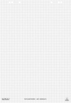 Herlitz Flipchartblock, kariert, 6-fach Lochung, perforiert, B 650 x H 980 mm, Papier, weiß, 5 Stück mit jeweils 20 Blatt