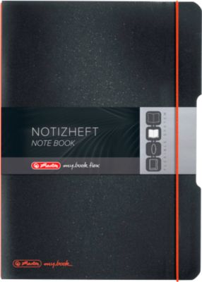 Herlitz Notizbuch my.book, Format DIN A4, Kunststoff, 2 x 40 Blätter kariert/liniert, schwarz