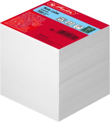 Herlitz Notizklotz, B 90 x T 90 x H 90 mm, holzfreies Papier, weiß, 700 Blatt