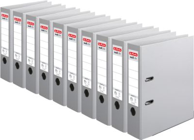 herlitz Ordner maX.file protect plus, DIN A4, Rückenbreite 80 mm, 10 Stück, grau