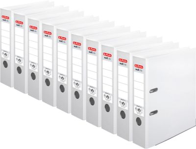 herlitz Ordner maX.file protect plus, DIN A4, Rückenbreite 80 mm, 10 Stück, weiß