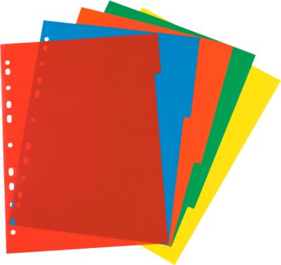 herlitz Ringbuchregister, DIN A4, blanko, Eurolochung, Polypropylen-Folie, farbsortiert, 5-teilig