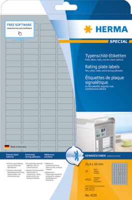 Herma Etiketten Nr. 4220 aus matter Polyesterfolie, 4725 Etiketten, 25 Bogen