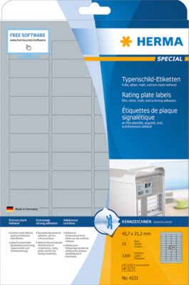 Herma Etiketten Nr. 4221 aus matter Polyesterfolie, 1200 Etiketten, 25 Bogen